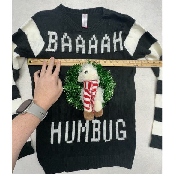 Ugly Christmas Sweater Womens Size Medium Bah Humbug 3D Sheep Lamb Holiday - Picture 5 of 7